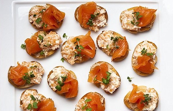 Double Salmon Canapés with Horseradish, Smoked Salmon, Mary Berry